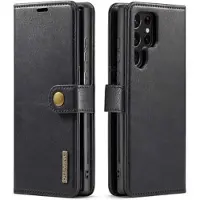 DG Ming 2-i-1 Samsung Galaxy S23 Ultra 5G Avtakbart Lommebok-deksel I Lær - Svart
