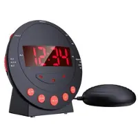 Mtp Products TS-BC600 Høyt vibrerende vekkerklokke med 12/24 timers display for døve og seniorer - svart