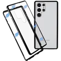 Mtp Products Samsung Galaxy S22 Ultra 5G Magnetisk Deksel med Herdet Glass - Svart