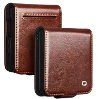 Qialino Samsung Galaxy Z Flip7 Classic Lommebok-deksel I Lær - Mørkebrun