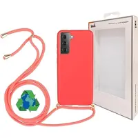 Saii Eco Line Samsung Galaxy S21 5G Deksel med Stropp - Rød