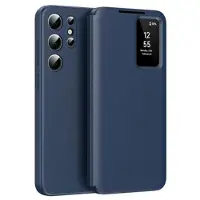 Mtp Products Samsung Galaxy S22 Ultra 5G Smart Clear View Flip-etui med kortspor - Safir