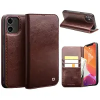 Qialino Classic iPhone 12/12 Pro Lommebok-deksel I Lær - Brun