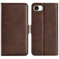Mtp Products iPhone 16e/17e lommebokveske med magnetisk lukking - kalvestruktur - brun