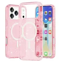 Mtp Products iPhone 17 Pro Max Stylish Glitter Series Hybrid-deksel - MagSafe-kompatibel - Rosa