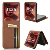 Mtp Products Motorola Razr 60 Ultra/70 Ultra FlexCard-etui i karbonfiber med kortspor - brun