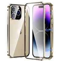 Mtp Products iPhone 14 Pro Max Magnetisk Deksel med Herdet Glass - Gull
