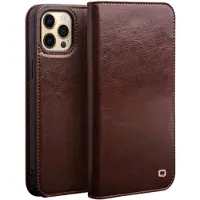 Qialino Classic iPhone 13 Pro Lommebok-deksel I Lær - Brun