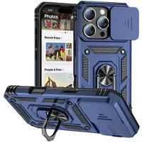 Mtp Products iPhone 16 Pro Max Hybrid-deksel med Roterende Ring med Kameraskjold - Blå