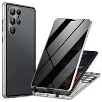 Mtp Products Samsung Galaxy S24 Ultra Magnetisk Deksel med Herdet Glass - Privacy - Sølv