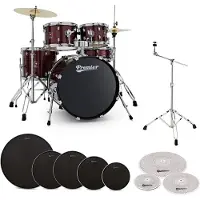Premier Revolution 20” 5pc Low Volume Drum Kit Bundle Red Sparkle