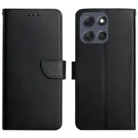 Mtp Products Motorola Moto G56 Lommebok-deksel i Lær med Stativ - Svart
