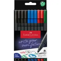 Faber-Castell Grip Finepen, Sort, Blå, Grønn, Rød, Fint, Trekant, Metall, 0,4 mm, Pappeske