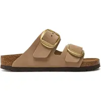 Birkenstock for woman. 1024064 Leather Arizona Big Buckle Sandals (Narrow Fit) beige (40), Flat, Nubuck, None, Casual