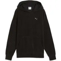Puma Essentials Elevated Velour Rib Hoodie Women, Clothing, Black, L