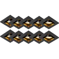 QAZQA Sett med 10 smarte innfelte spotlights sorte inkl. Wifi GU10 - Qure