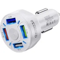 Mtp Products QC3.0 Hurtigbillader BK-358 - 4 x USB - Hvit