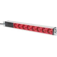 Digitus Professional DN-95410-R - Flerkoplingslist (kan monteres i rack) - AC 220-240 V - 4000 watt - inngang: IEC 60320 C14 - utgangskontakter: 8 (power CEE 7/7) - 1U - 19 - 2 m kabel - rød