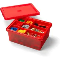 LEGO Oppbevaringsboks med inndelinger - rød 5009343