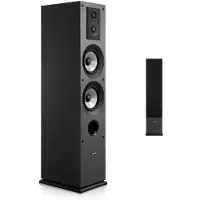 Vevor gulvstående høyttaler, 3-veis, gulvstående tårnhøyttaler med 19,05 mm og 25,4 mm diskanthøyttaler, doble 133,35 mm basselementer, 145 W topp, 70 Hz–20 kHz frekvensrespons, MDF-kabinett, for hjem