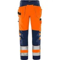 Fristads Green håndverkerbukse kl. 2 2641 GPLU Varseloransje/marineblå D84