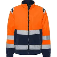 Fristads Fleecejakke vindtett 4041 FE, klasse 3 Varseloransje/marineblå 2XL