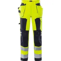 Fristads Håndverkerbukse Flamestat 2075 ATHS, klasse 2 Varselgul/marineblå C54