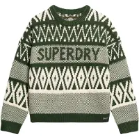 Superdry for woman. W6110559A Crewneck jumper with green brand design (XS), Casual, Acrylic