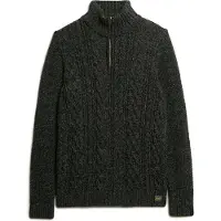 Superdry for man. M6110639A Half-zip braided knitted jumper Jacob black (L), Casual, Acrylic