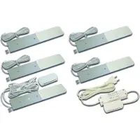 Hera LED-benkbelysning S-Pad F, sett med 5 stk, aluminium 3000 K Dimmer