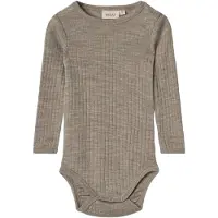 Wheat Baby Ull Silke Body Lucca Khaki Melange (86 / 1,5 år)