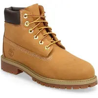 Timberland unisex for kids. TB1127097131 Premium 6 Inch Lace Up leather boots brown (35), Flat, Laces, Casual, Outdoor, children's fashion