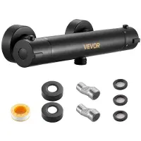 Vevor termostatisk dusjkranventil, 38 ℃ sikker lås termostatisk dusjventil trimsett, varmtvannsdusjkran temperaturkontrollventiler med elektroforetisk belegg for bad, bobil