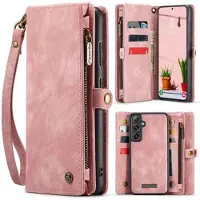 CASEME Samsung Galaxy S25 008 2-i-1 Multifunksjonell Lommebok-deksel - Rosa