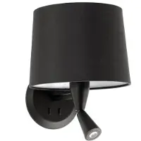 Faro Conga vegglampe med LED-leselampe, svart