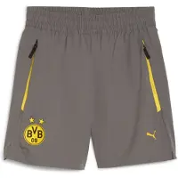 Puma Borussia Dortmund PUMATECH Relaxed Shorts Youth, Clothing, Cool Dark Gray/Faster Yellow, 13-14Y
