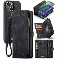 CASEME iPhone 16 008 2-i-1 Multifunksjonell Lommebok-deksel - Svart