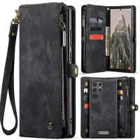 CASEME Samsung Galaxy S25 Ultra 008 2-i-1 Multifunksjonell Lommebok-deksel - Svart