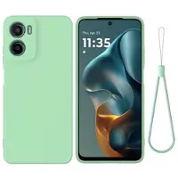 Mtp Products Motorola Moto G05/E15 Flytende silikon-deksel med håndstropp - grønn
