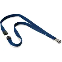 Durable Textile lanyard SOFT COLOUR midnight blue, Merkeholder, Metall, Tekstil, Blå, 44 cm, 15 mm, 10 pieces / pack