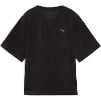 Puma Essentials Elevated Relaxed Velour Rib Tee Women, Clothing, Black, XL