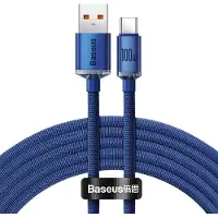 Baseus Crystal Shine USB-A / USB-C-kabel - 2m, 100W - Blå