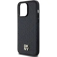 DKNY MagSafe-etui i lær med metallogo og mønster for iPhone 13 Pro / 13 - Svart