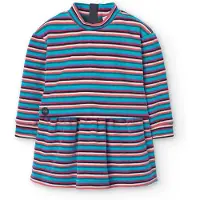 Boboli Velour Striped Kjole Med Lange Ermer