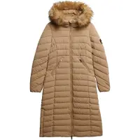 Superdry for woman. W5012001A Fuji Faux Fur Hooded Longline Coat beige (XS), Casual, Polyester