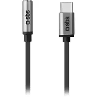 SBS TEADAPTJACKTYCK, Sort, USB C, 3.5mm, 0,15 m, Hankjønn, Hunkjønn