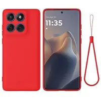Mtp Products Motorola Edge 60 Pro Flytende silikon-deksel med håndstropp - rød