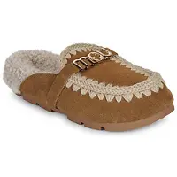 Mou for woman. MU.FW431000A Winter Bio Slide Logo brown suede mules (41), Flat, Split Leather, None, Casual