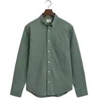 Gant for man. 3000100 Classic regular-fit green poplin shirt (XL), Casual, Cotton, Long sleeve