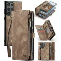CASEME Samsung Galaxy S24 Ultra 008 2-i-1 Multifunksjonell Lommebok-deksel - Brun